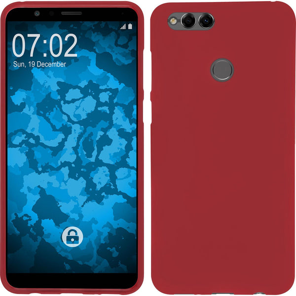 PhoneNatic Case kompatibel mit Huawei Honor 7x - rot Silikon Hülle matt Cover