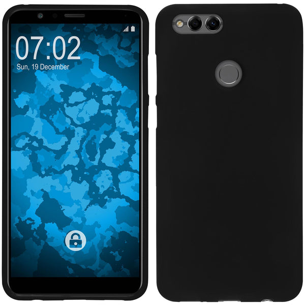 PhoneNatic Case kompatibel mit Huawei Honor 7x - schwarz Silikon Hülle matt Cover