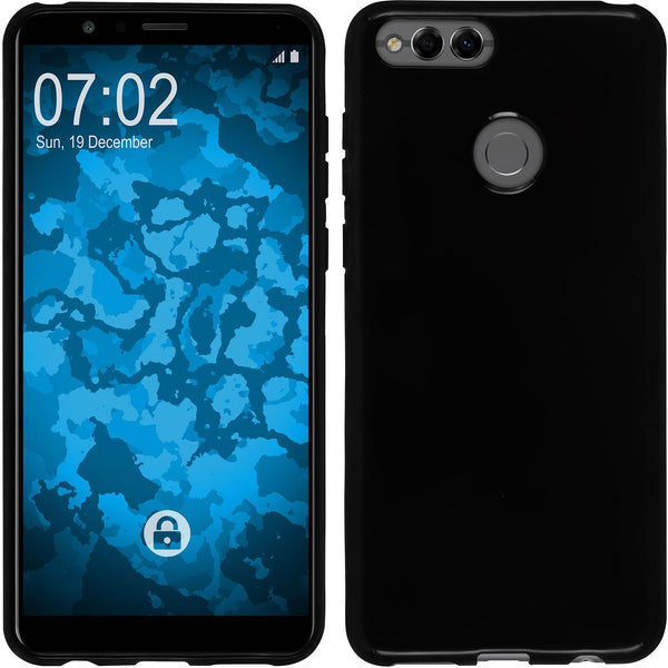 PhoneNatic Case kompatibel mit Huawei Honor 7x - schwarz Silikon Hülle  Cover