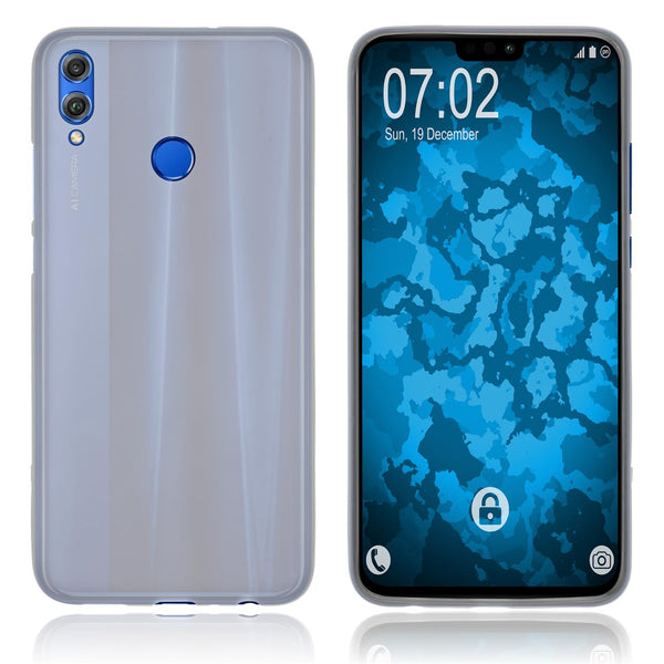 PhoneNatic Case kompatibel mit Huawei Honor 8X - transparent-weiß Silikon Hülle matt Cover
