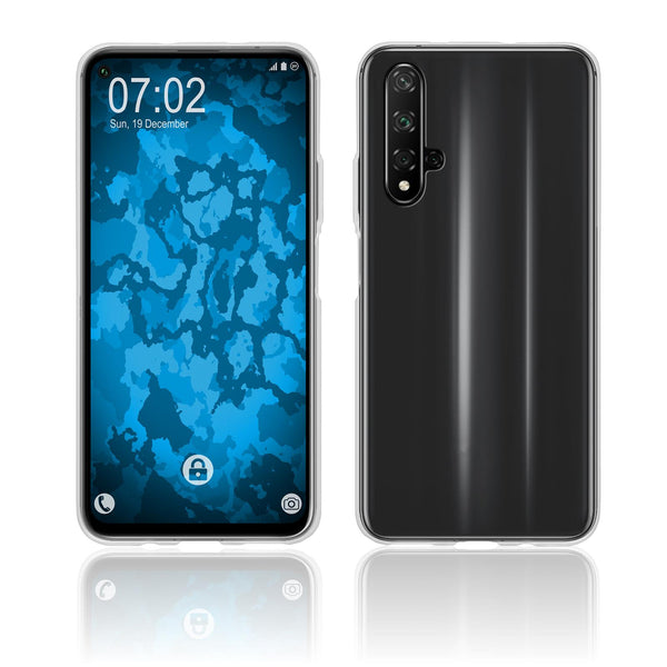 PhoneNatic Case kompatibel mit Huawei Honor 20 - Crystal Clear Silikon Hülle transparent + 2 Schutzfolien