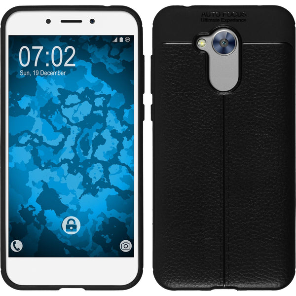 PhoneNatic Case kompatibel mit Huawei Honor 6a - schwarz Silikon Hülle Lederoptik Cover