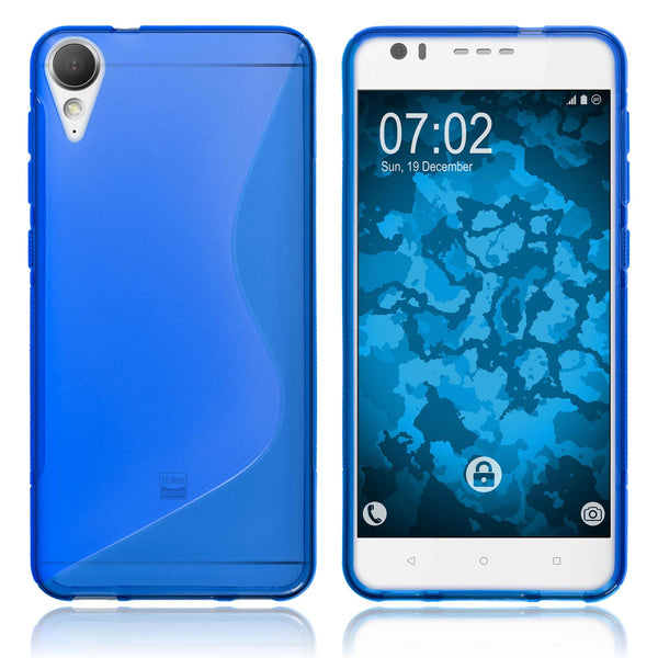 PhoneNatic Case kompatibel mit HTC Desire 10 Lifestyle - blau Silikon Hülle S-Style + 2 Schutzfolien