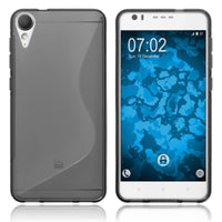 PhoneNatic Case kompatibel mit HTC Desire 10 Lifestyle - grau Silikon Hülle S-Style + 2 Schutzfolien