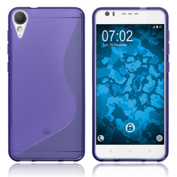 PhoneNatic Case kompatibel mit HTC Desire 10 Lifestyle - lila Silikon Hülle S-Style + 2 Schutzfolien