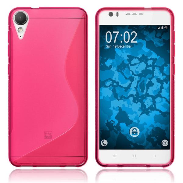 PhoneNatic Case kompatibel mit HTC Desire 10 Lifestyle - pink Silikon Hülle S-Style + 2 Schutzfolien