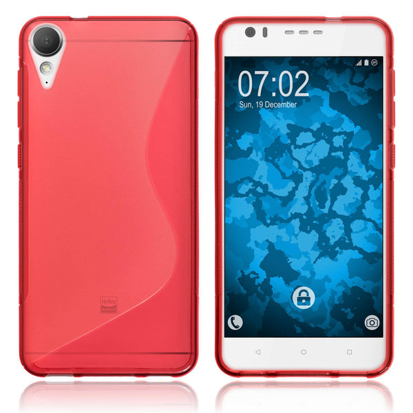 PhoneNatic Case kompatibel mit HTC Desire 10 Lifestyle - rot Silikon Hülle S-Style + 2 Schutzfolien