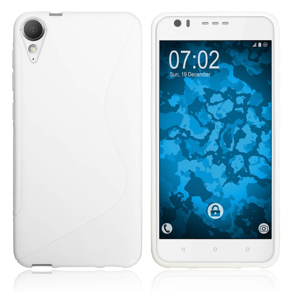 PhoneNatic Case kompatibel mit HTC Desire 10 Lifestyle - weiﬂ Silikon Hülle S-Style + 2 Schutzfolien