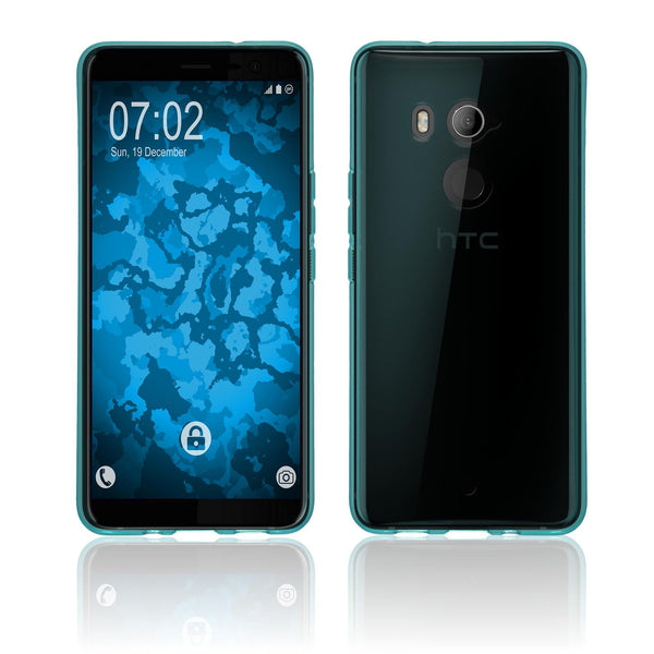 PhoneNatic Case kompatibel mit HTC U11 Plus - türkis Silikon Hülle transparent Cover