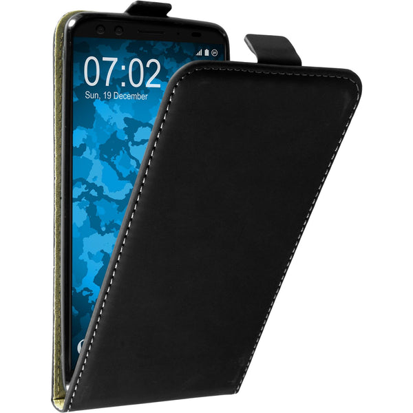 Kunst-Lederhülle für HTC U12+ Flip-Case schwarz Cover