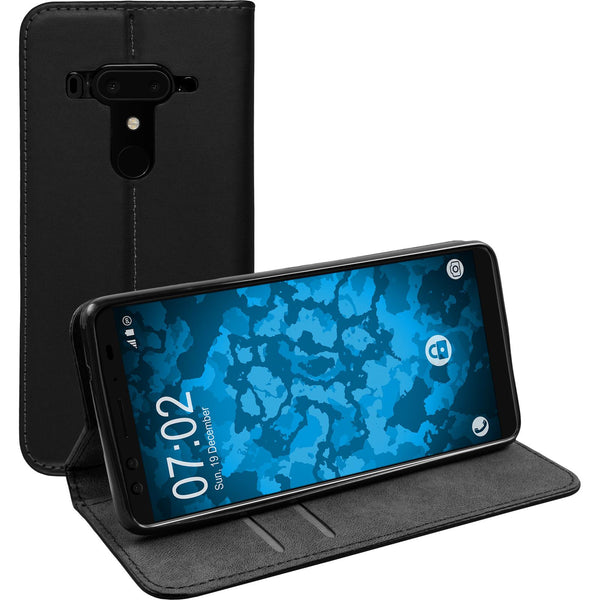 Kunst-Lederhülle für HTC U12+ Book-Case schwarz Cover