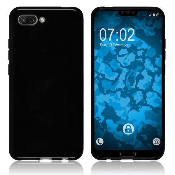 PhoneNatic Case kompatibel mit Huawei Honor 10 - schwarz Silikon Hülle transparent Cover