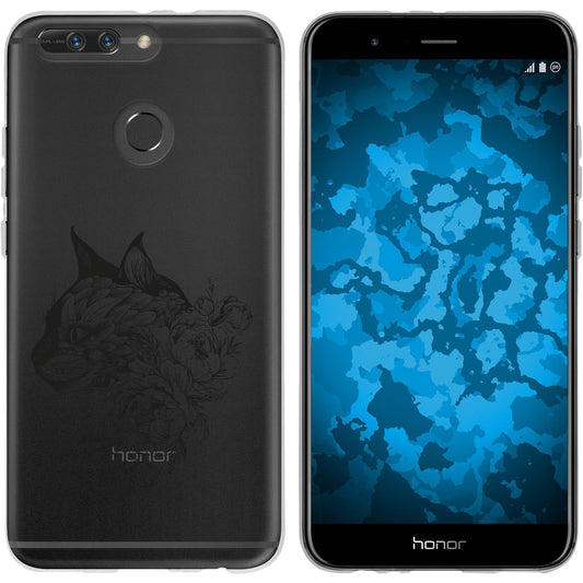 Honor 8 Pro Silikon-Hülle Floral Katze M2-1 Case