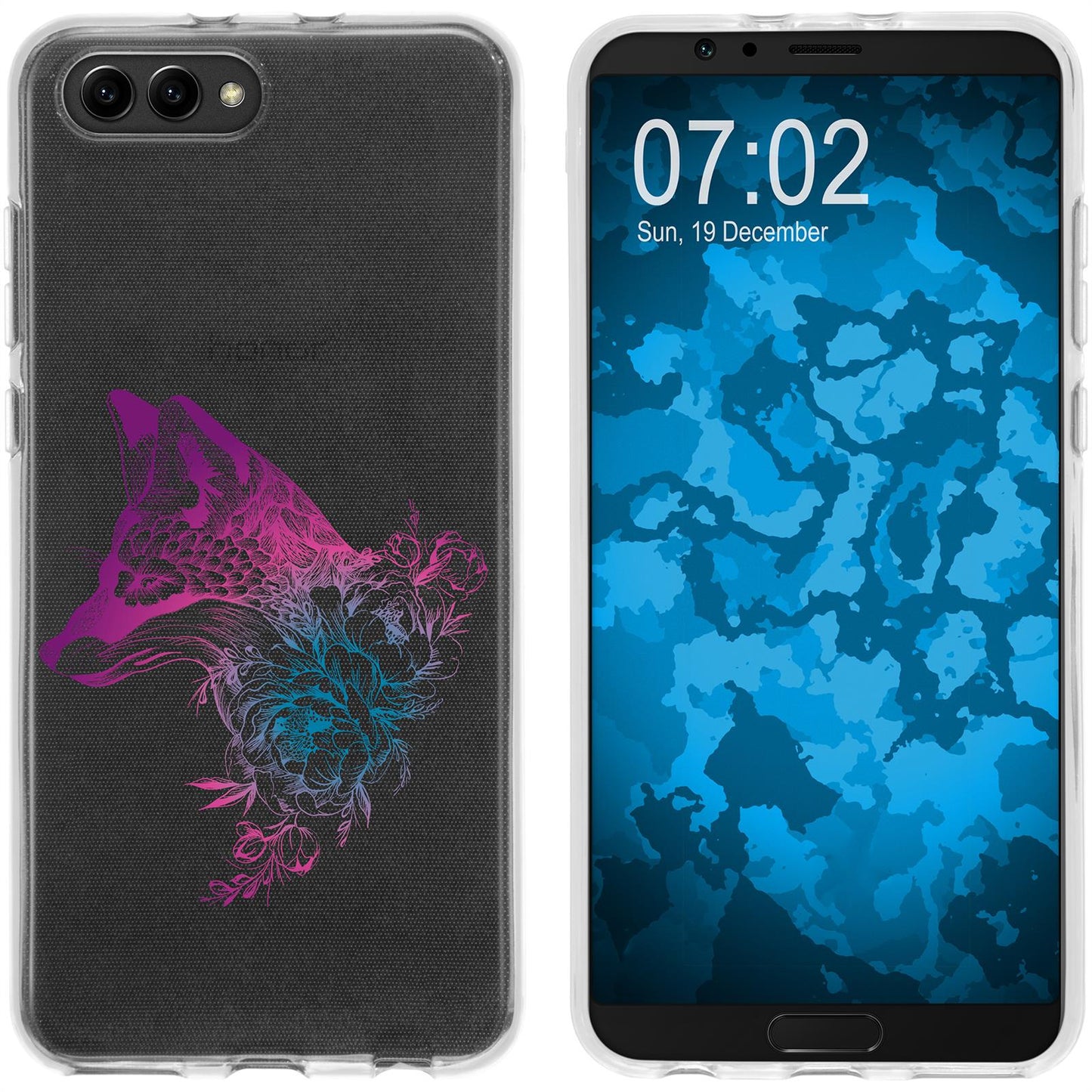 Honor View 10 Silikon-Hülle Floral Fuchs M1-6 Case