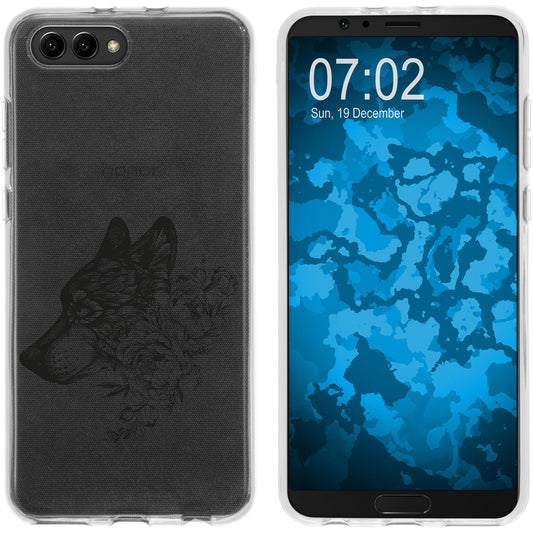 Honor View 10 Silikon-Hülle Floral Wolf M3-1 Case