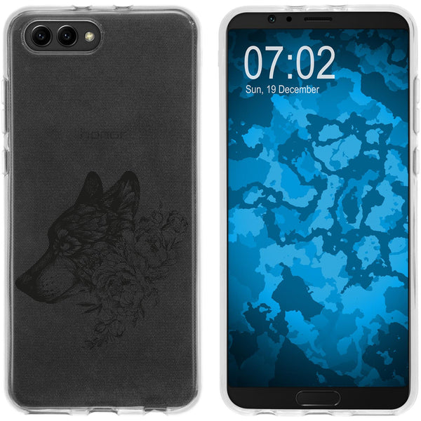 Honor View 10 Silikon-Hülle Floral Wolf M3-1 Case