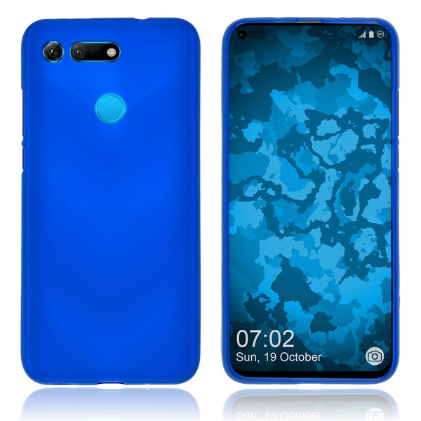 PhoneNatic Case kompatibel mit Huawei Honor View 20 - blau Silikon Hülle matt Cover