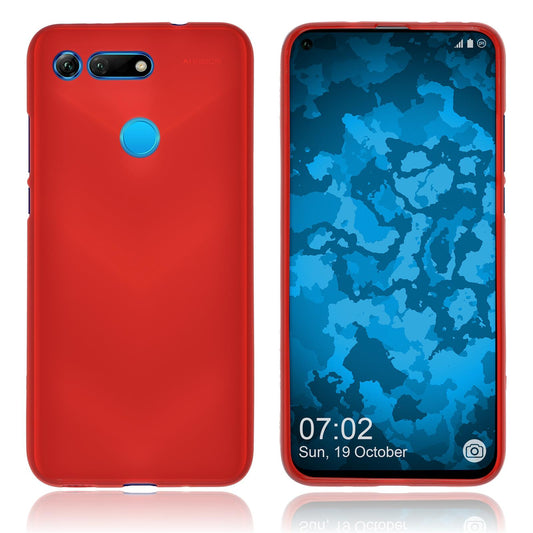 PhoneNatic Case kompatibel mit Huawei Honor View 20 - rot Silikon Hülle matt Cover