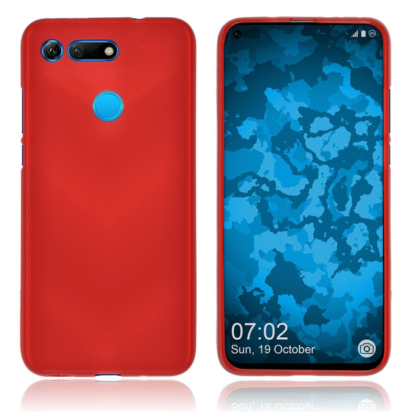 PhoneNatic Case kompatibel mit Huawei Honor View 20 - rot Silikon Hülle matt Cover