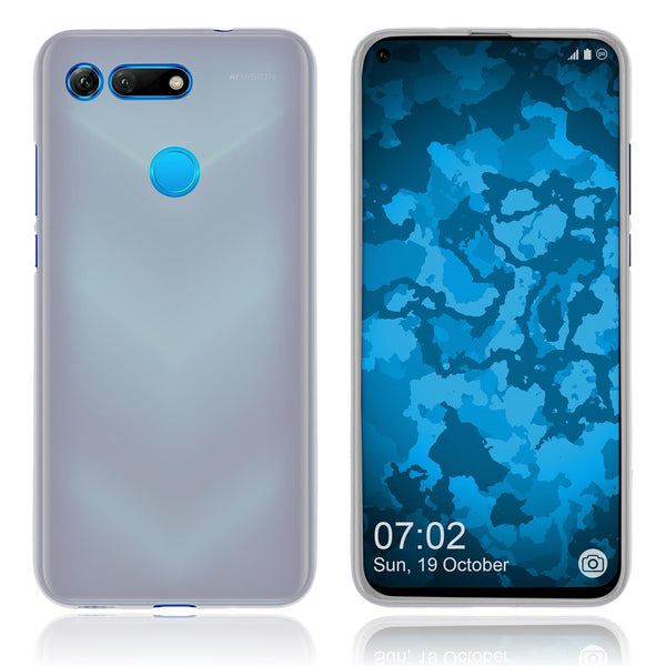 PhoneNatic Case kompatibel mit Huawei Honor View 20 - transparent-weiß Silikon Hülle matt Cover