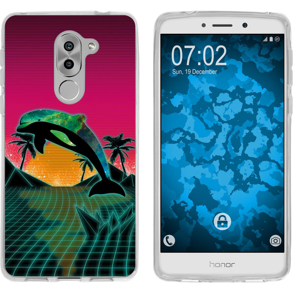 Honor 6x Silikon-Hülle Retro Wave Delphin M1 Case