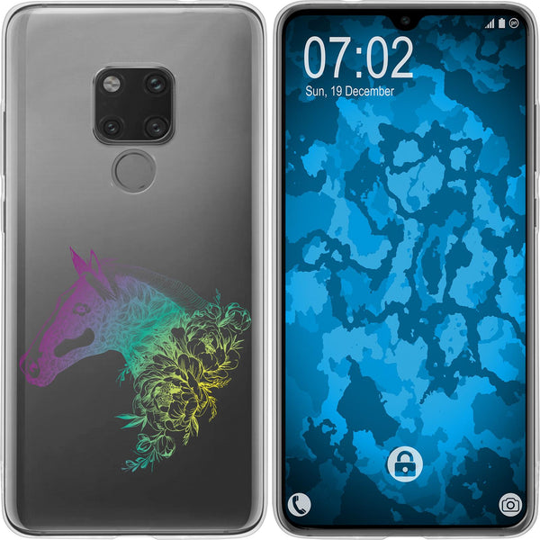 Mate 20 Silikon-Hülle Floral Pferd M5-4 Case