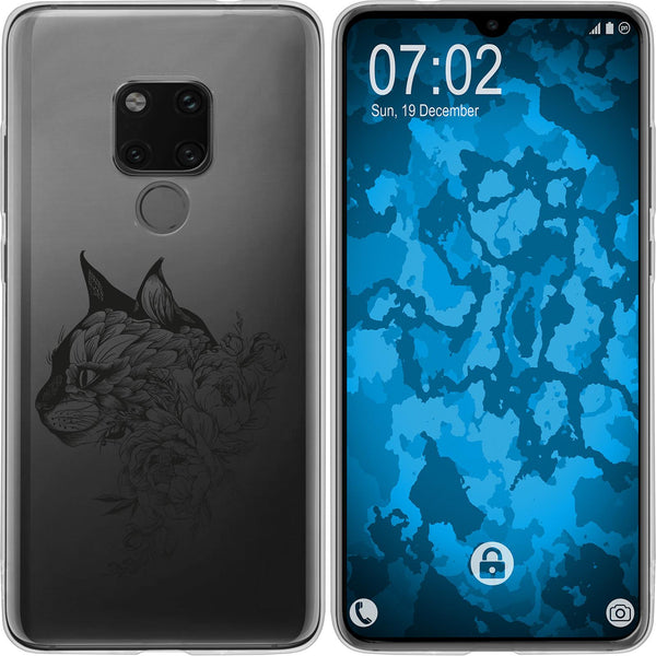 Mate 20 Silikon-Hülle Floral Katze M2-1 Case