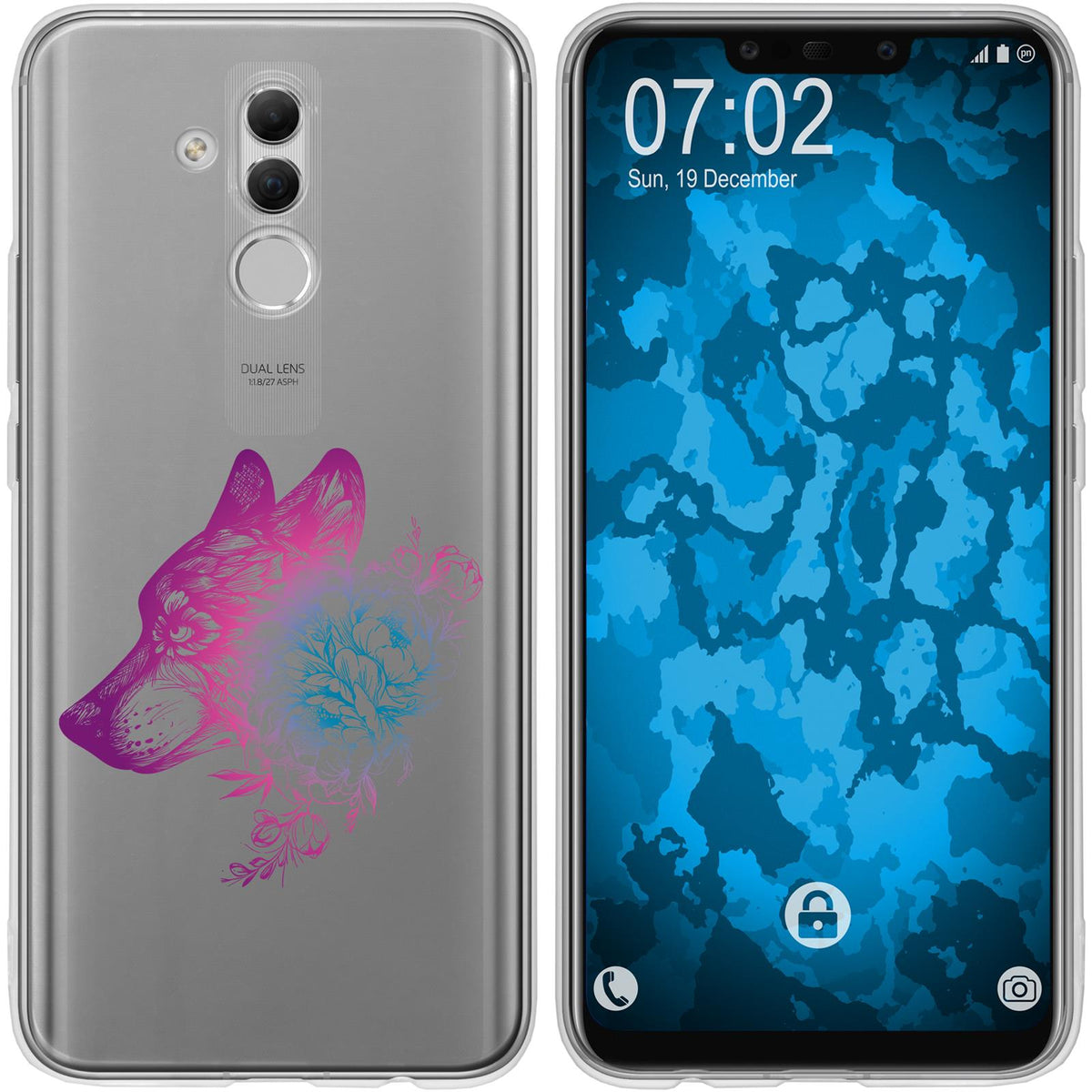 Mate 20 Lite Silikon-Hülle Floral Wolf M3-6 Case