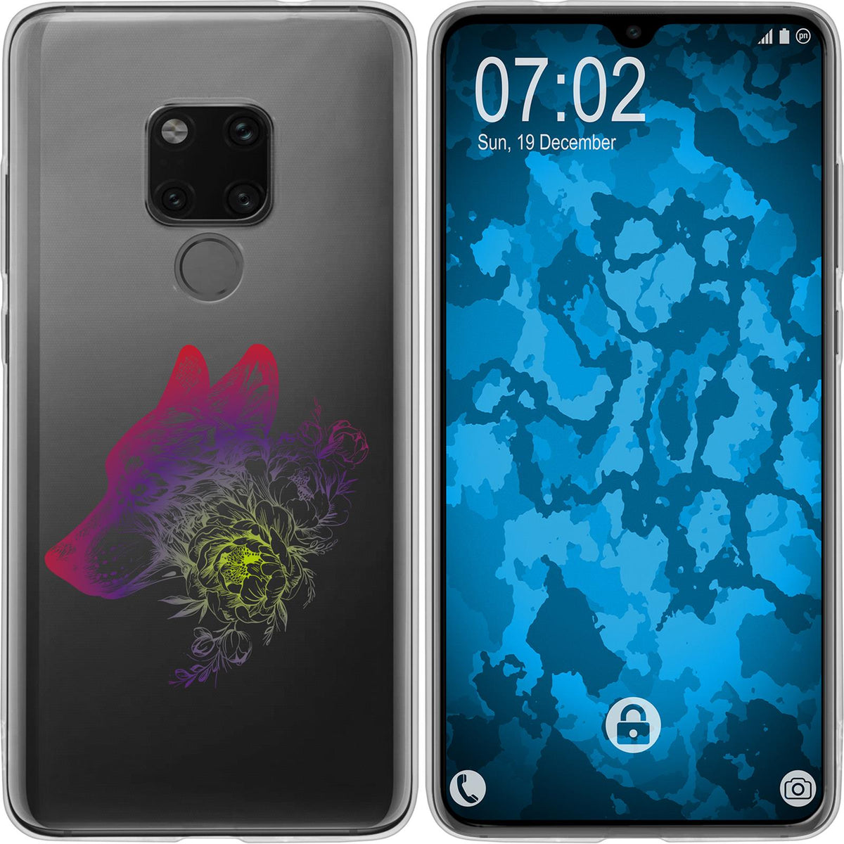 Mate 20 Silikon-Hülle Floral Wolf M3-5 Case
