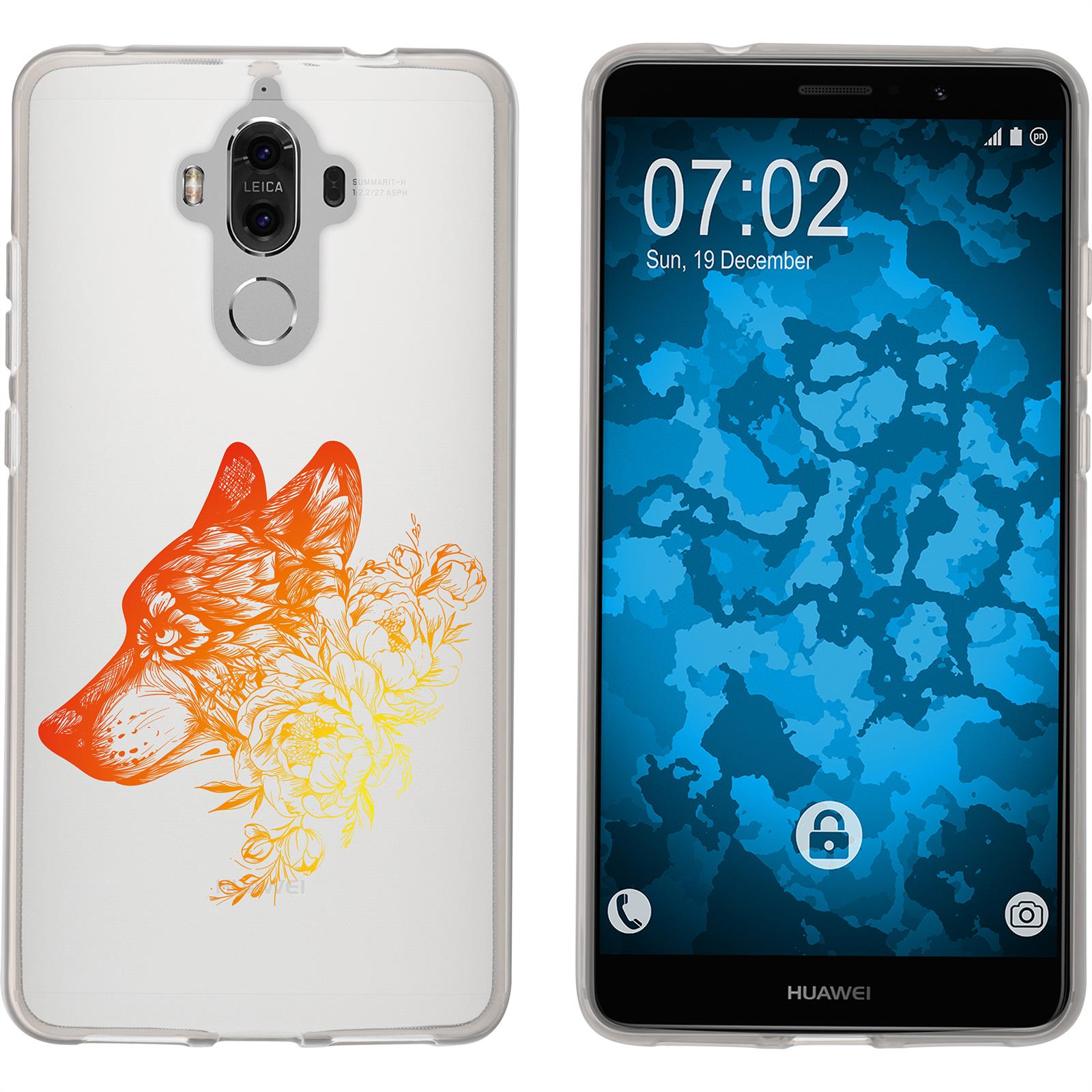 Mate 9 Silikon-Hülle Floral Wolf M3-2 Case