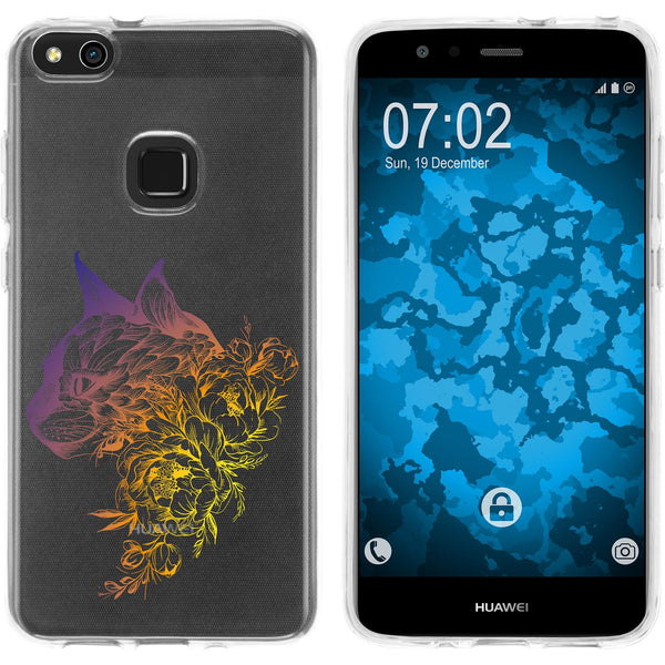 P10 Lite Silikon-Hülle Floral Katze M2-3 Case