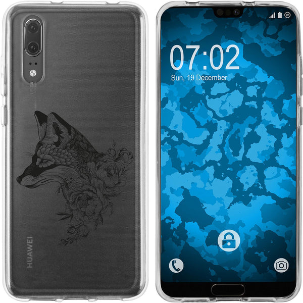 P20 Silikon-Hülle Floral Fuchs M1-1 Case