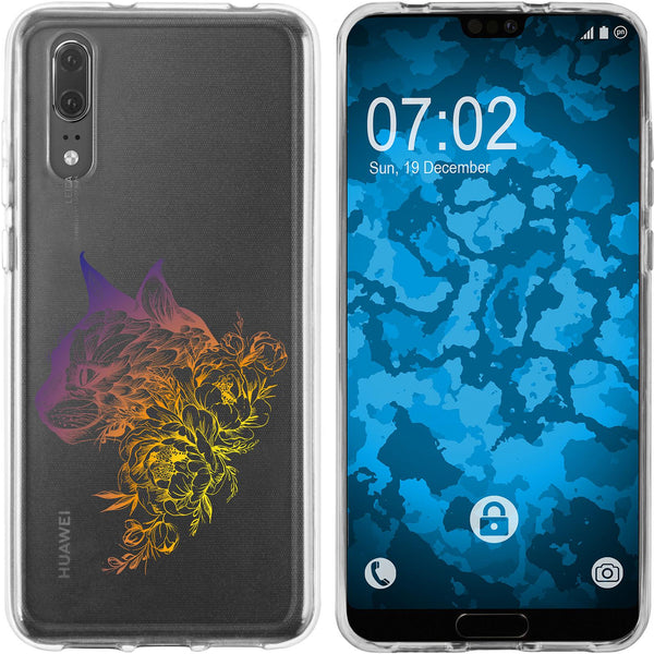 P20 Silikon-Hülle Floral Katze M2-3 Case