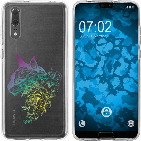 P20 Silikon-Hülle Floral Katze M2-4 Case