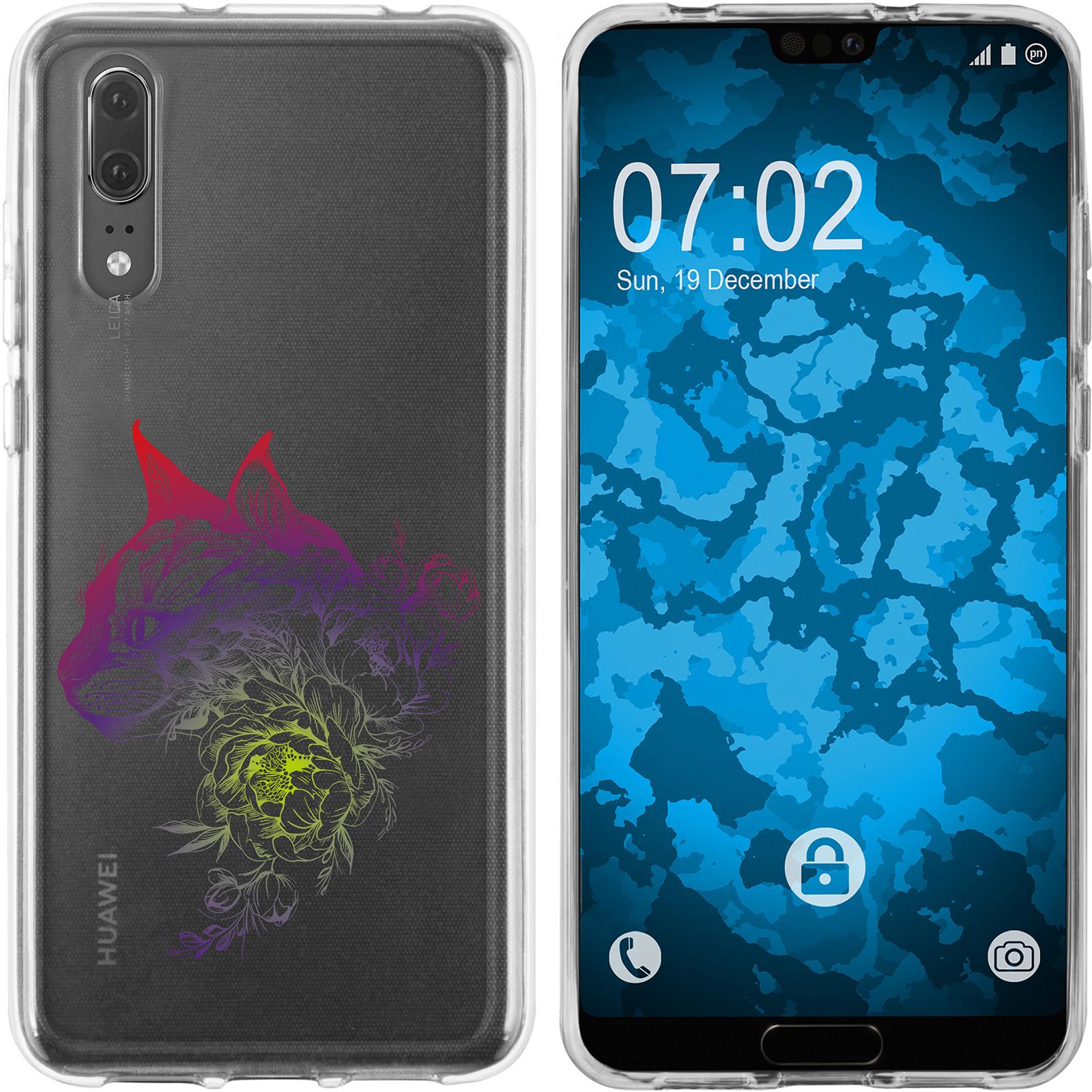 P20 Silikon-Hülle Floral Katze M2-5 Case