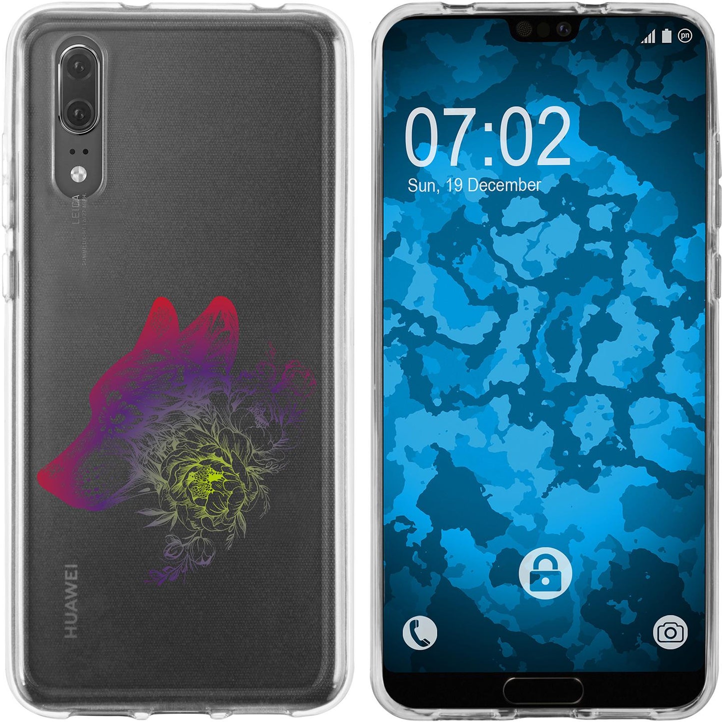 P20 Silikon-Hülle Floral Wolf M3-5 Case