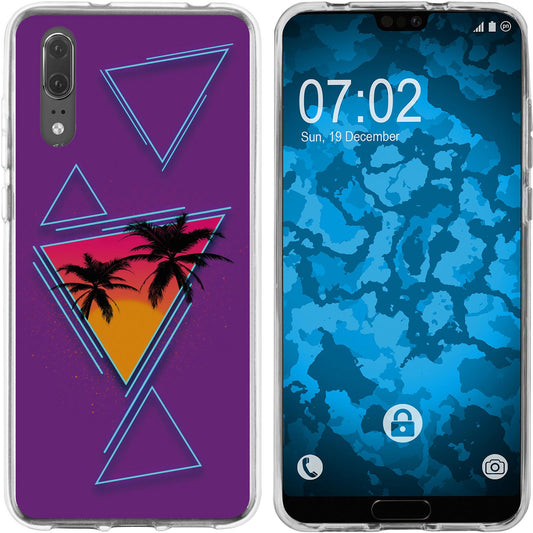 P20 Silikon-Hülle Retro Wave Palmen M3 Case