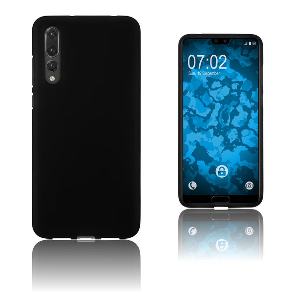PhoneNatic Case kompatibel mit Huawei P20 Pro - schwarz Silikon Hülle matt Cover