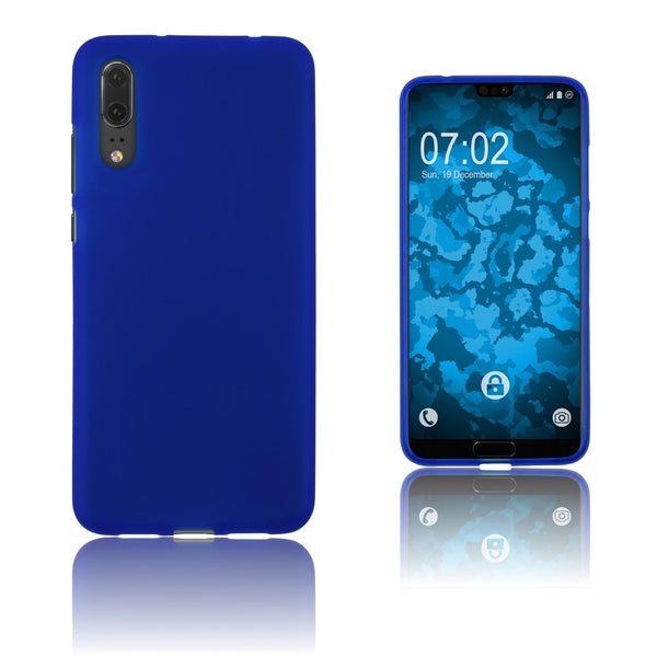 PhoneNatic Case kompatibel mit Huawei P20 - blau Silikon Hülle matt Cover