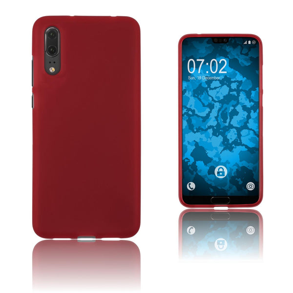 PhoneNatic Case kompatibel mit Huawei P20 - rot Silikon Hülle matt Cover