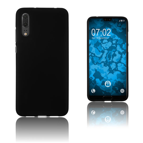 PhoneNatic Case kompatibel mit Huawei P20 - schwarz Silikon Hülle matt Cover