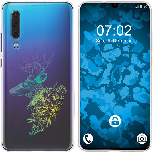 P30 Silikon-Hülle Floral Hirsch M7-4 Case
