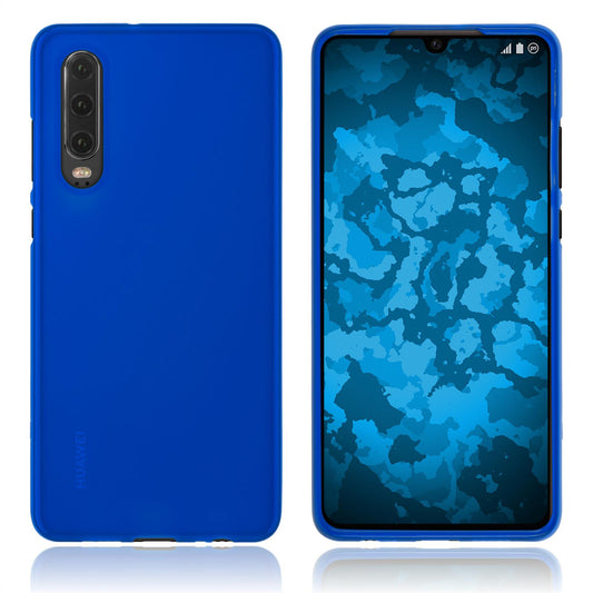 PhoneNatic Case kompatibel mit Huawei P30 - blau Silikon Hülle matt Cover