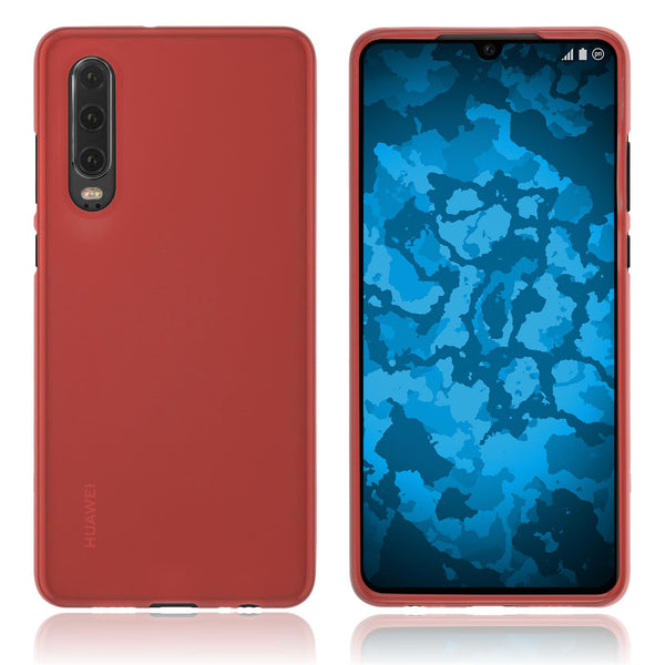 PhoneNatic Case kompatibel mit Huawei P30 - rot Silikon Hülle matt Cover