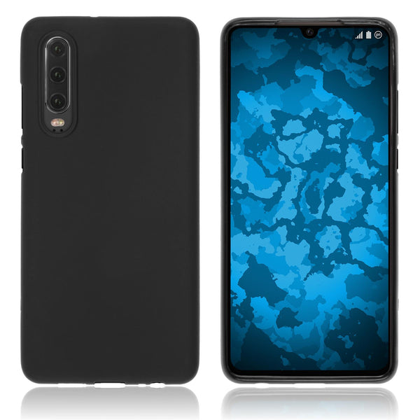PhoneNatic Case kompatibel mit Huawei P30 - schwarz Silikon Hülle matt Cover