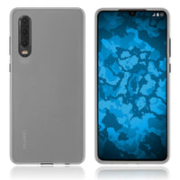 PhoneNatic Case kompatibel mit Huawei P30 - transparent-weiﬂ Silikon Hülle matt Cover