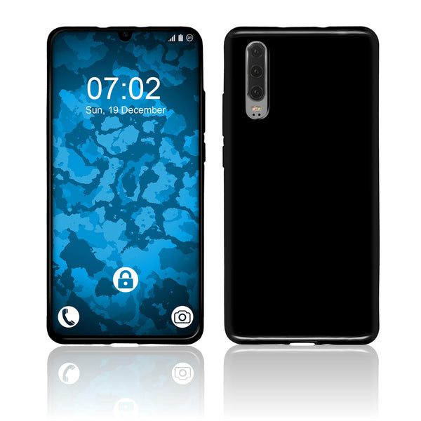 PhoneNatic Case kompatibel mit Huawei P30 - schwarz Silikon Hülle transparent Cover