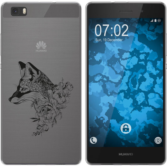 P8 Lite 2015 (1.Gen.) Silikon-Hülle Floral Fuchs M1-1 Case