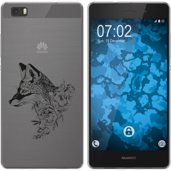 P8 Lite 2015 (1.Gen.) Silikon-Hülle Floral Fuchs M1-1 Case