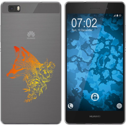 P8 Lite 2015 (1.Gen.) Silikon-Hülle Floral Fuchs M1-2 Case